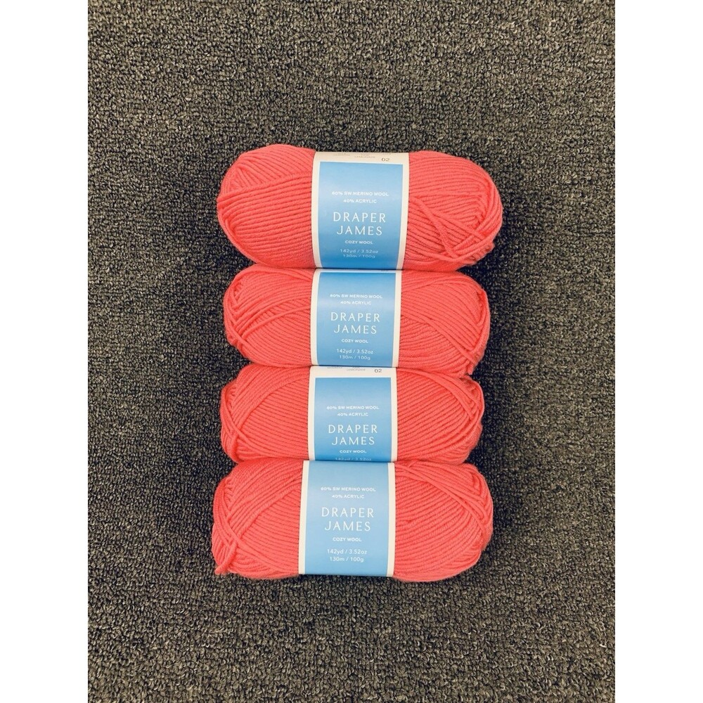 Lot Of 4 Draper James Cozy Wool Pink Lemonade Merino Wool & Acrylic Yarn New